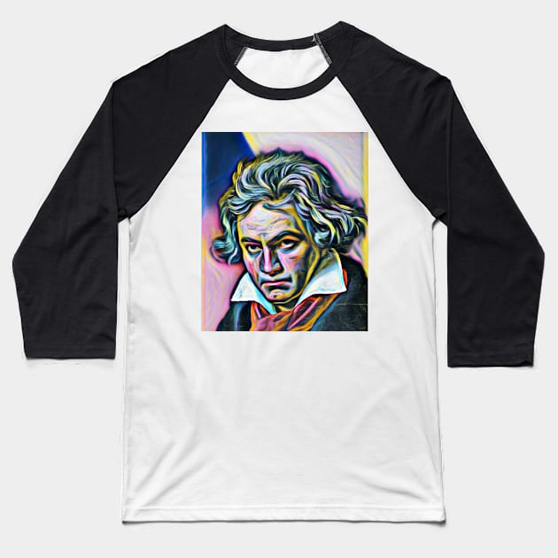 Ludwig van Beethoven Portrait | Ludwig van Beethoven Artwork 10 Baseball T-Shirt by JustLit